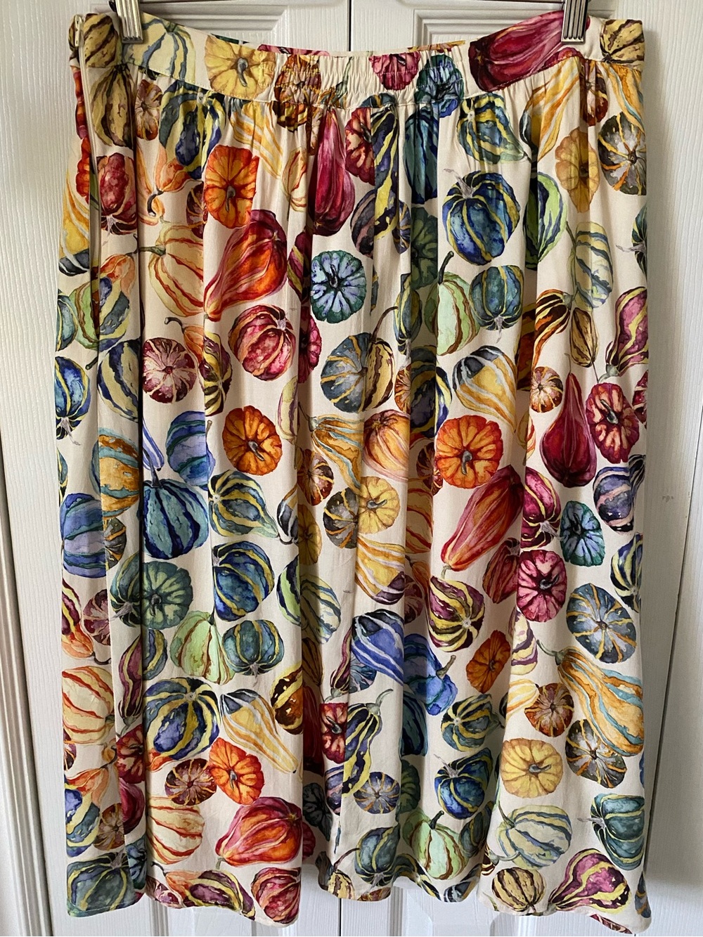 ModCloth Fall Colourful Pumpkins Gourds Print Midi Skirt Full gathered Size XL - Picture 2 of 13